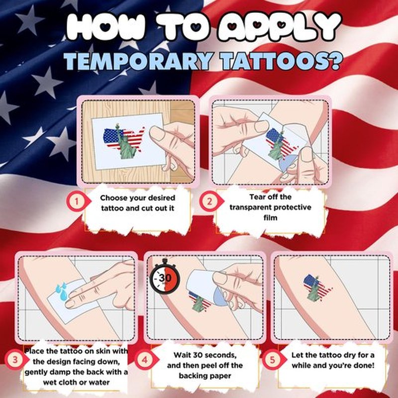 85Pcs Fourth Of July Patriotic Temporary Tattoos - Memorial Day Decorations Party Favors 4th of July Decorations Supplies 4th of July Gift Patriotic Accessories Independence Day Red White Blue USA
