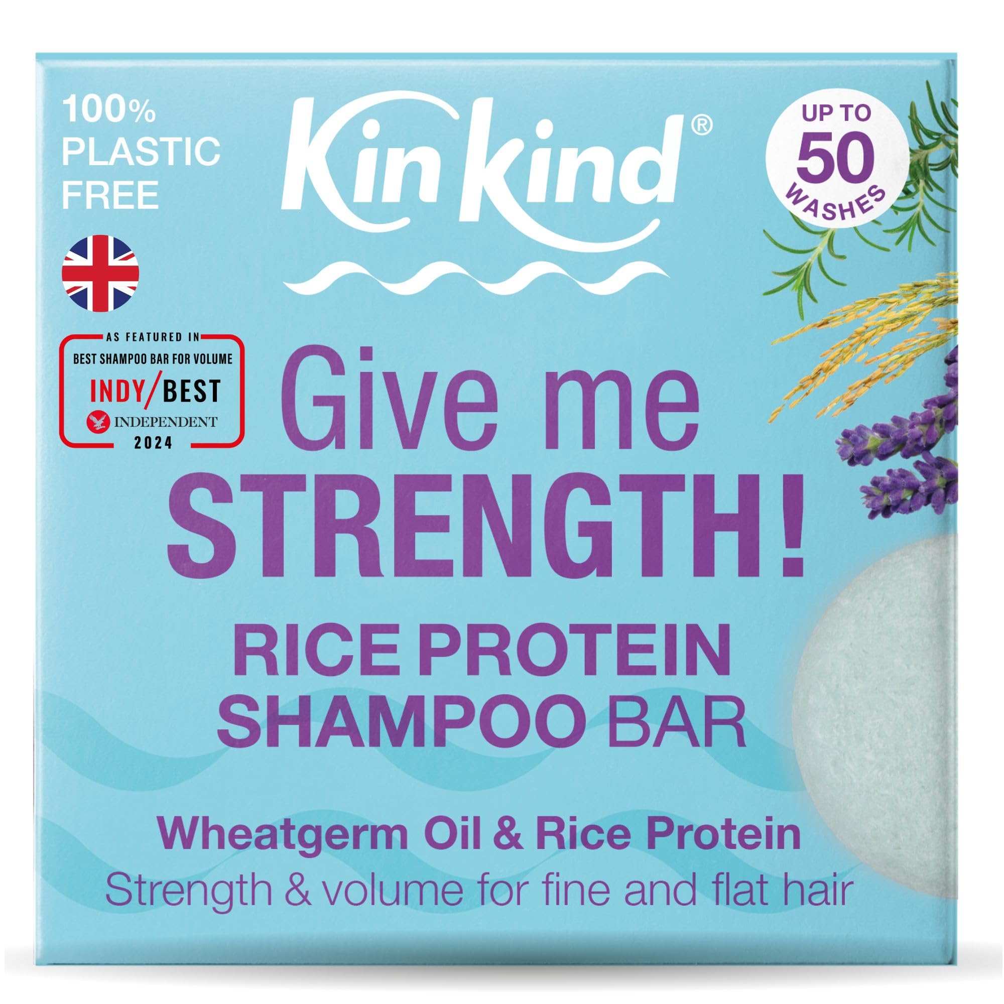 KinKind Rice Shampoo Bar for Hair Growth | Give me STRENGTH! Bar Shampoo for Thinning Hair | Hair Thickening Rice Protein | Volume for Fine & Flat Hair | Up to 50 washes