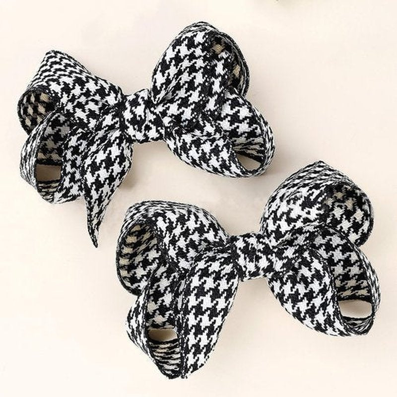 Black Plaid Hair Bow Clips for Women, Houndstooth Big Bows Clip Pigtail Barrettes for Girls, Christmas Valentine Xmas Party Hairpins, Cute Accessories for Hair Styling 2Pcs