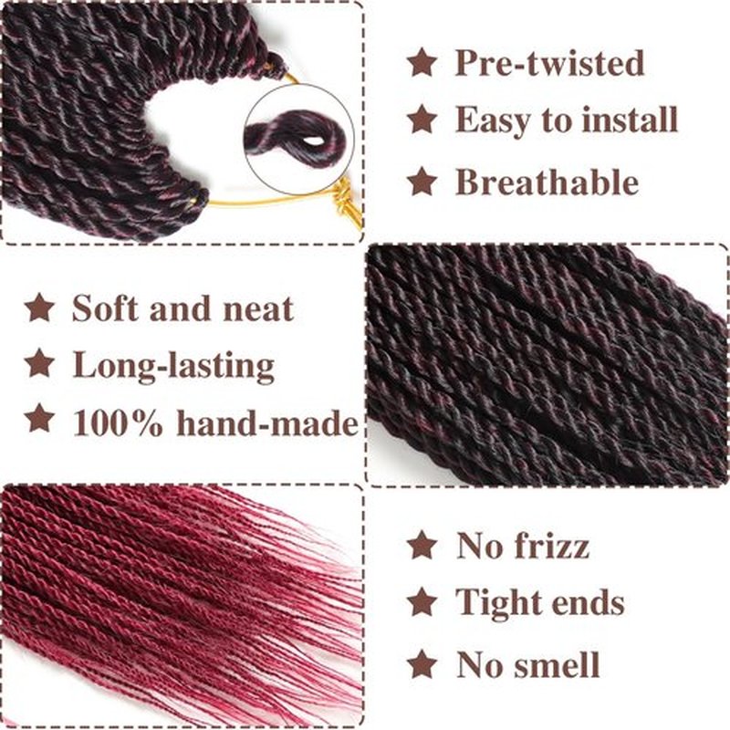 Red Crochet Hair For Black Women 18 Inch Long Senegalese Twist Crochet Hair 9 Packs Crochet Braids Prelooped Crochet Twist Hair Crochet Braids For Black Women 20 Strands Crochet Twist Hair (TBUG)