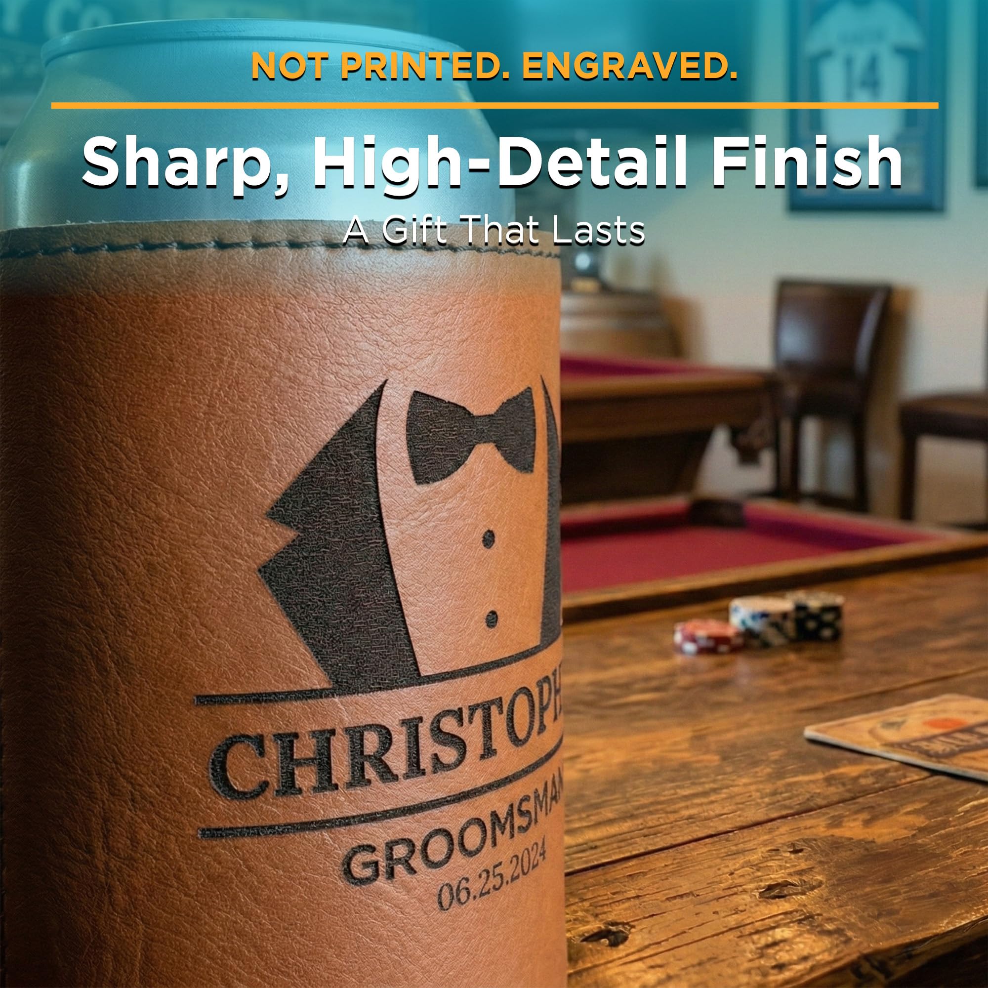 Personalized Groomsmen Gift Can Cooler - Custom Groomsman Gifts - Personalized Wedding Can Cooler - Can Sleeve Gifts - Beer Can Holder Wedding Favors