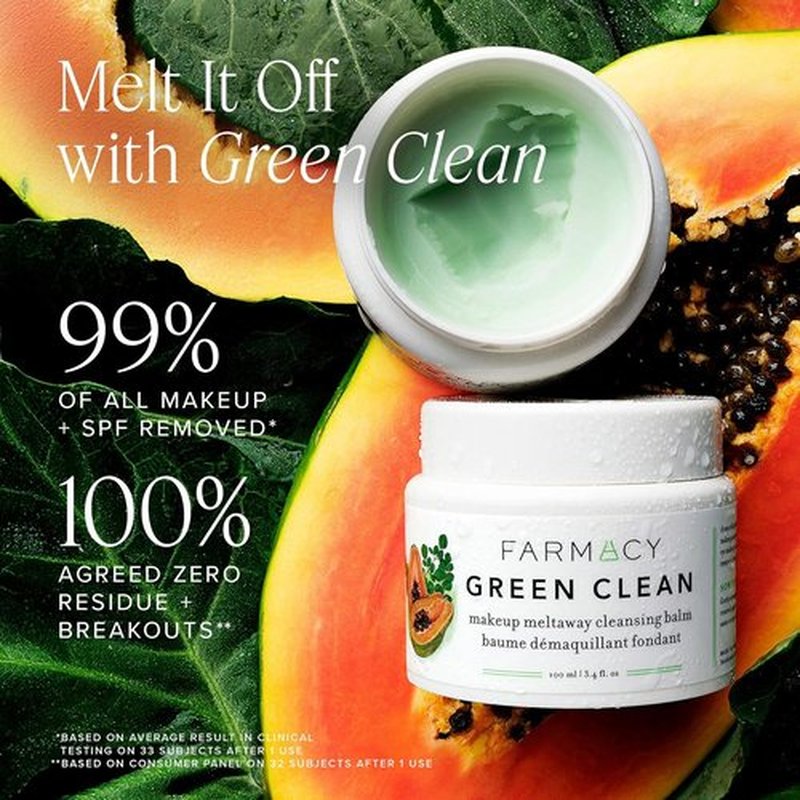 Farmacy Green Clean Makeup Remover Balm - Waterproof Oil Cleanser for Face | Hydrates & Softens Skin with Super Greens (12ml)