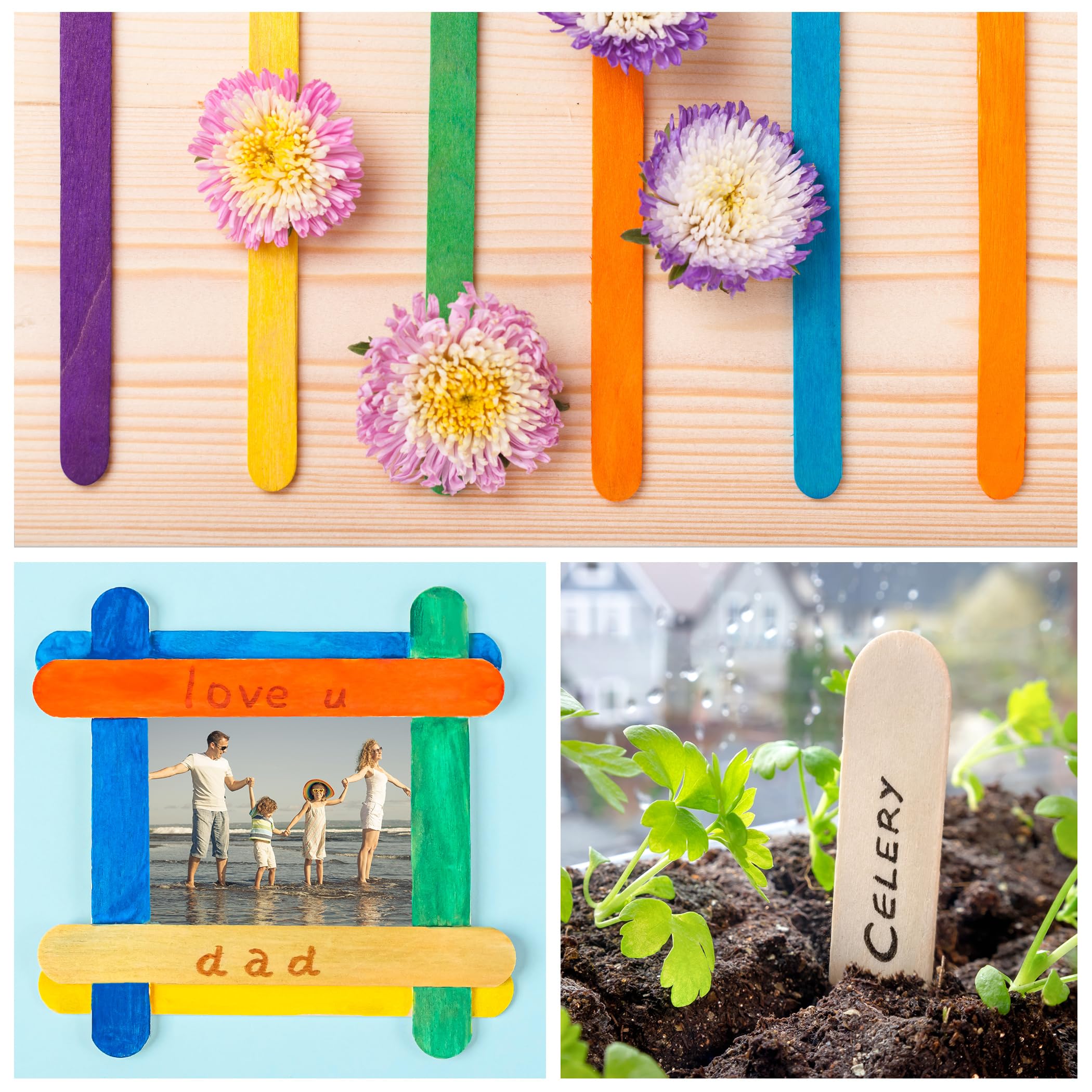 60 PCS Jumbo Popsicle Sticks,8 Inch Natural Wooden Craft Sticks