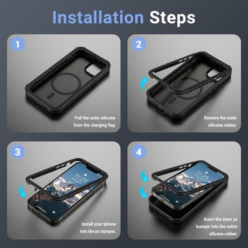 Jaroco Magnetic iPhone 13 Case - Military Grade Drop Protection | Shockproof 2-Layer Bumper 6.1'' Black