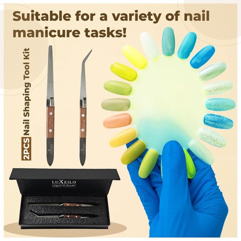 LUXEILO Multi-Functions Nail Shaping and Pincher Tweezers Tools -2PCS Nail Shaping Tool Kit- Nail Shaping Clamp – Professional Nail Tool for Acrylic & Gel Nails-Reusable Nail Shaper- Nail Art Tool