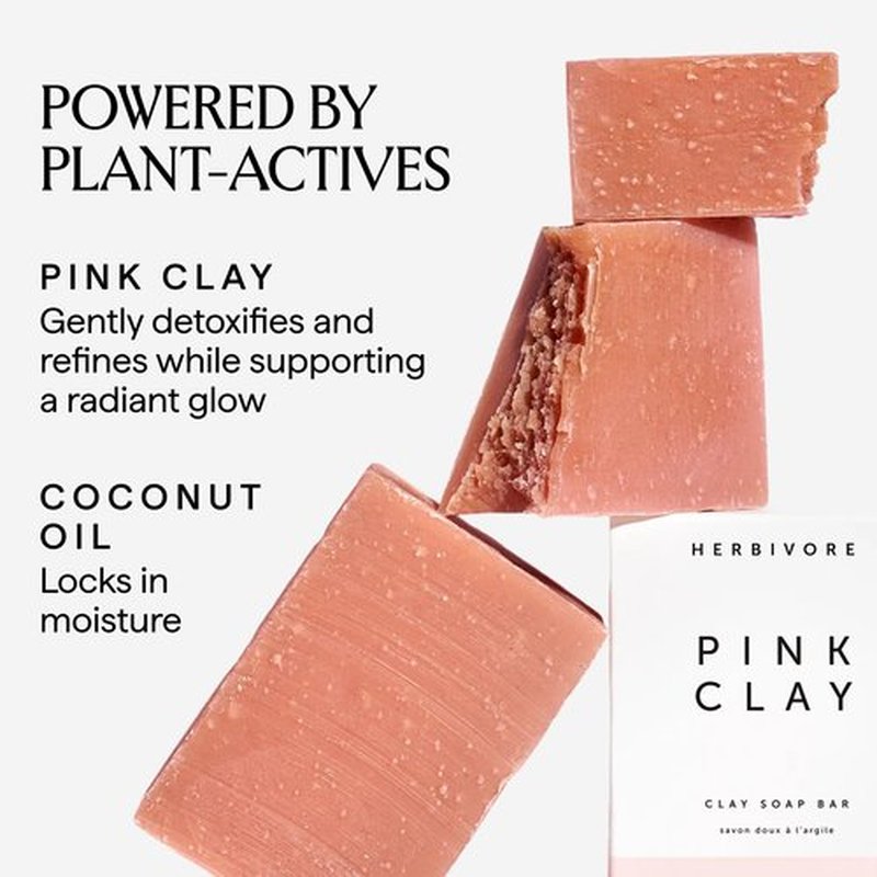 Pink Clay Gentle Cleansing Bar Soap for Face & Body with French Pink Clay Rejuvenates, Suitable for All Skin Types, Vegan, 4 oz (2 Pack)