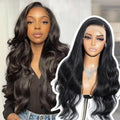 Joedir 26" Big Curly Wavy 13x4 Free Parting HD Lace Frontal Wigs Pre Plucked Natural Hairline High Temperature Synthetic Wigs For Women(Black Color)