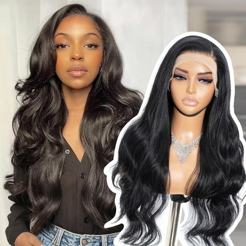Joedir 26" Big Curly Wavy 13x4 Free Parting HD Lace Frontal Wigs Pre Plucked Natural Hairline High Temperature Synthetic Wigs For Women(Black Color)