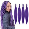 Purple Braiding Hair 26 Inch 4 Packs Pre Stretched Braiding Hair Extension For Braids Hot Water Setting Yaki Synthetic Crochet Braiding Hair
