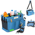 FifthStar Cleaning Caddy Bag for Professionals - Heavy-Duty Organizer with Shoulder Strap, 9 Pockets, Mesh Base & Adjustable Compartments - Cleaning Supplies Organizer for Crews (Blue, Large)