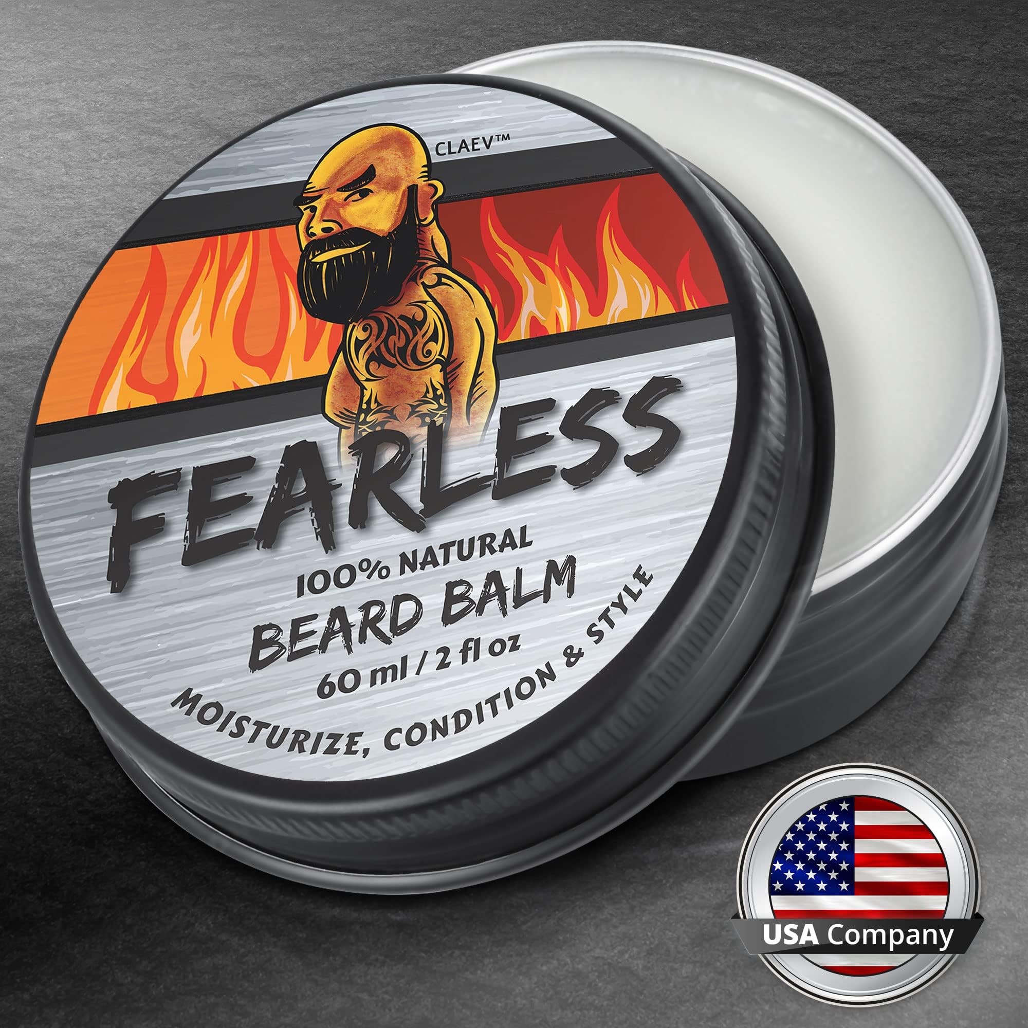 Claev Beard Balm (2 oz), 100% Top-Grade Natural Beard Conditioning & Styling Balm, Designed for Rugged, Active, or Outdoorsy Men, Includes Shea Butter, Natural Beeswax, Cedarwood Oil, is a US Company