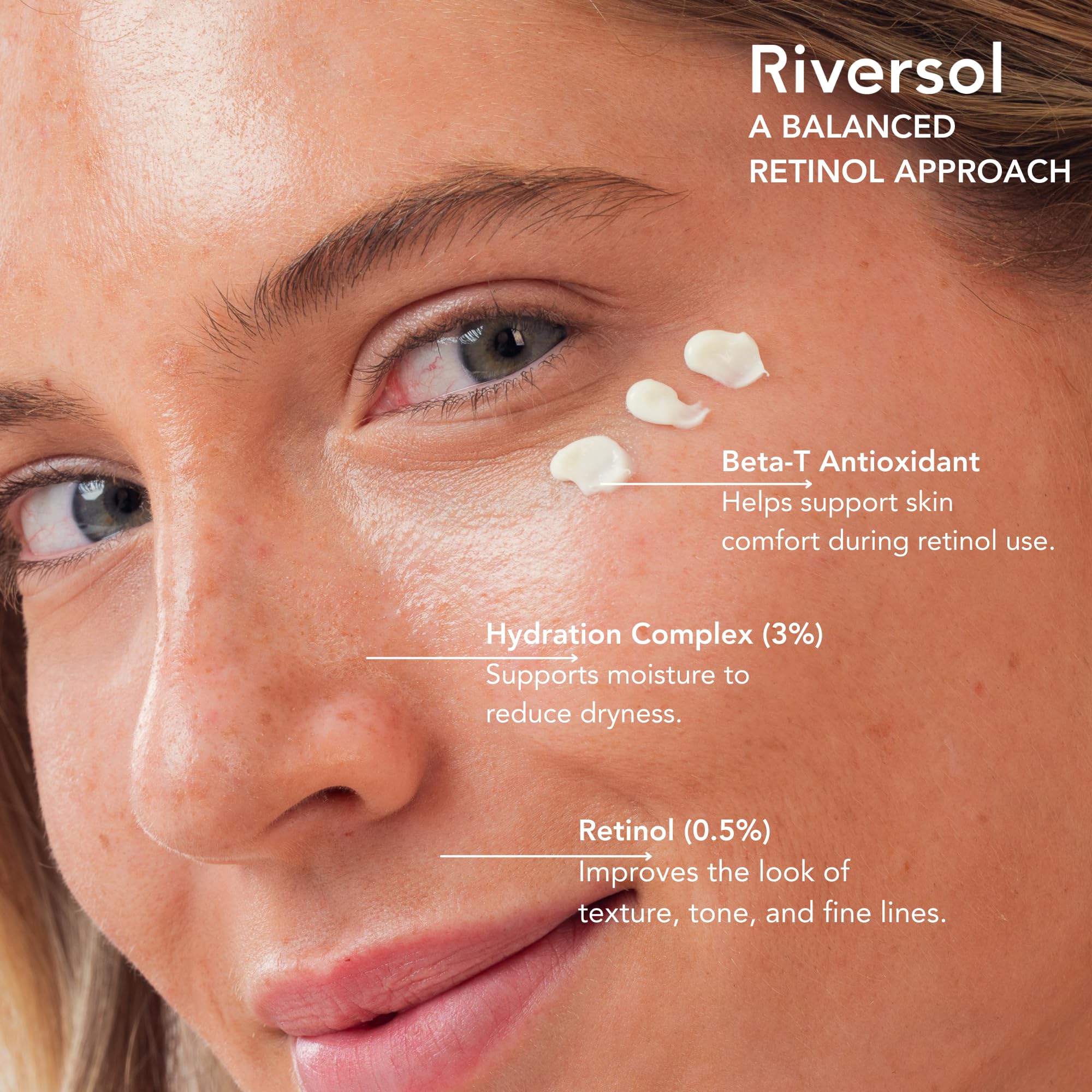 Riversol Retinol Night Cream for Sensitive Skin | 0.5% Retinol for Face & Eye Area | Gentle Anti-Aging Treatment for Fine Lines & Wrinkles | With Peptides & Hyaluronic Acid | Dermatologist Developed