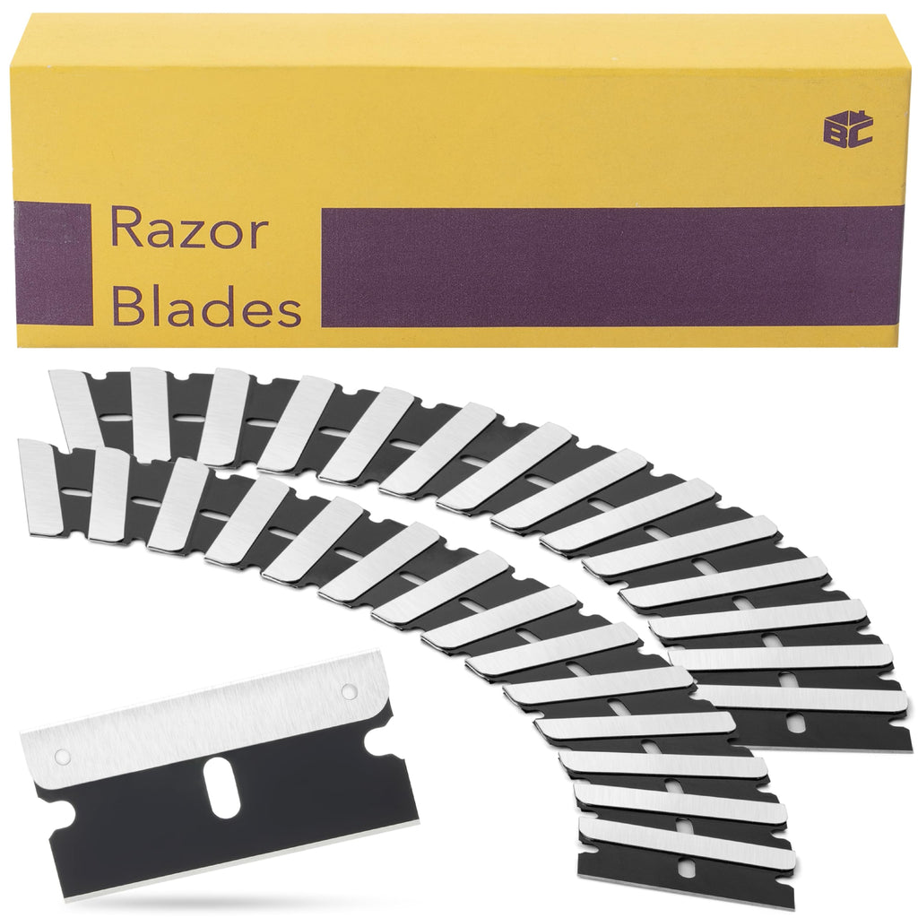 Bates Single Edge Razor Blades - 50 Pack, Black, Straight Edge for Scraper