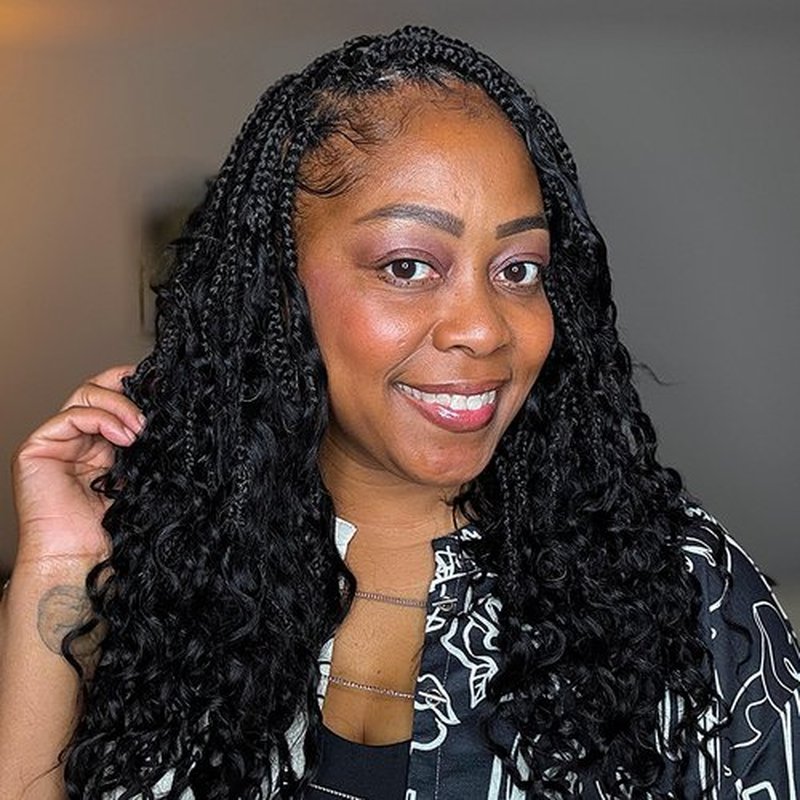 Toyotress Boho Crochet Braids Human Hair - 12 Inch 8 Packs Pre-Looped Miracle Knots Crochet Hair for Black Women, Natural Black Handmade Pre-Twisted Braiding Hair Extensions (12 Inch, 1B-8P)