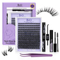 B&Q Flora Lash Clusters Kit Flaunt Lash Clusters D-Curl Cluster Eyelash Extensions Kit Lengthlock Eyelash Cluster 8-18mix Wet Look Eyelashes Clusters Wispy DIY Eyelash Extension Kit (Flaunt B0X Kit)