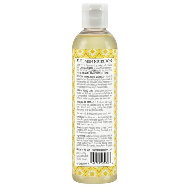 Body Boost Milk & Honey Stretch Mark Oil - 8oz | Safe for Pregnancy & Nursing, Reduces Scars