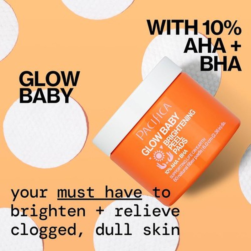 Pacifica Brightening Peel Pads - Glow Enhancing Exfoliation | 60 Count for Radiant Skin