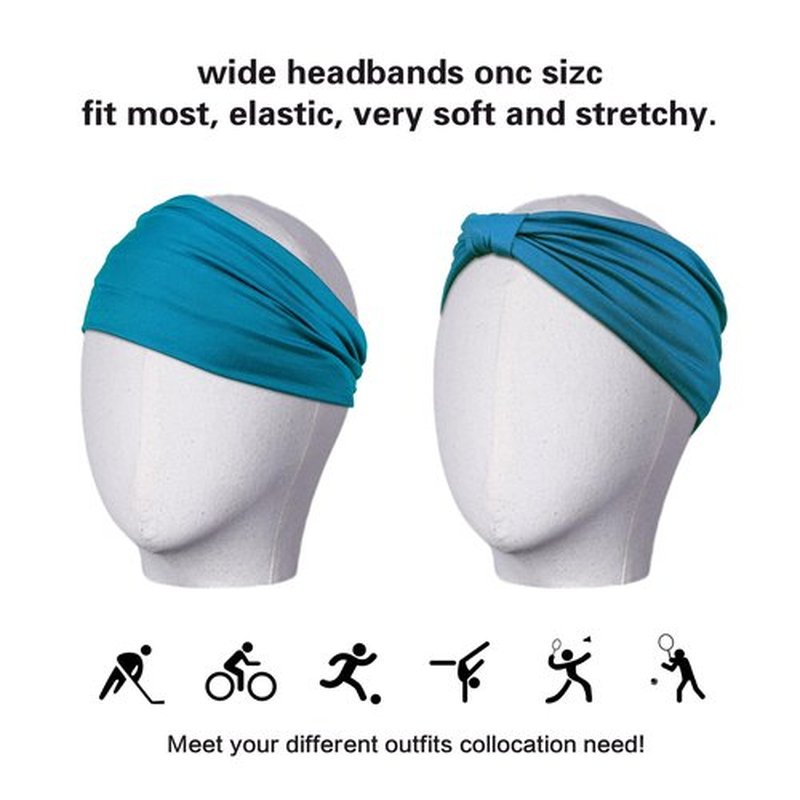 GiLi 6 Pack Wide Headbands for Women Non Slip Soft Elastic Hair Bands Yoga Running Sports Workout Gym Head Wraps, Knotted Cotton Cloth African Turbans Bandana (with 6 Pcs Hair Ties)