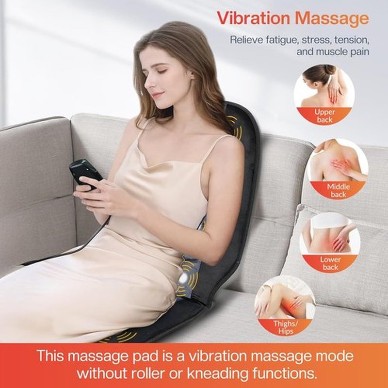 CILI Massage Chair Pad - Back Massager with Heat & 10 Vibration Motors | Ideal for Office & Home Use