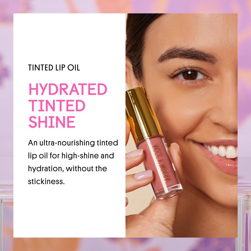 Winky Lux Birthday Cake Barely There Sheer Tinted Lip Oil – Hydrating, Shimmery Gloss, Non-Sticky, Long-Lasting Balm with Jojoba Oil & Vanilla Scent