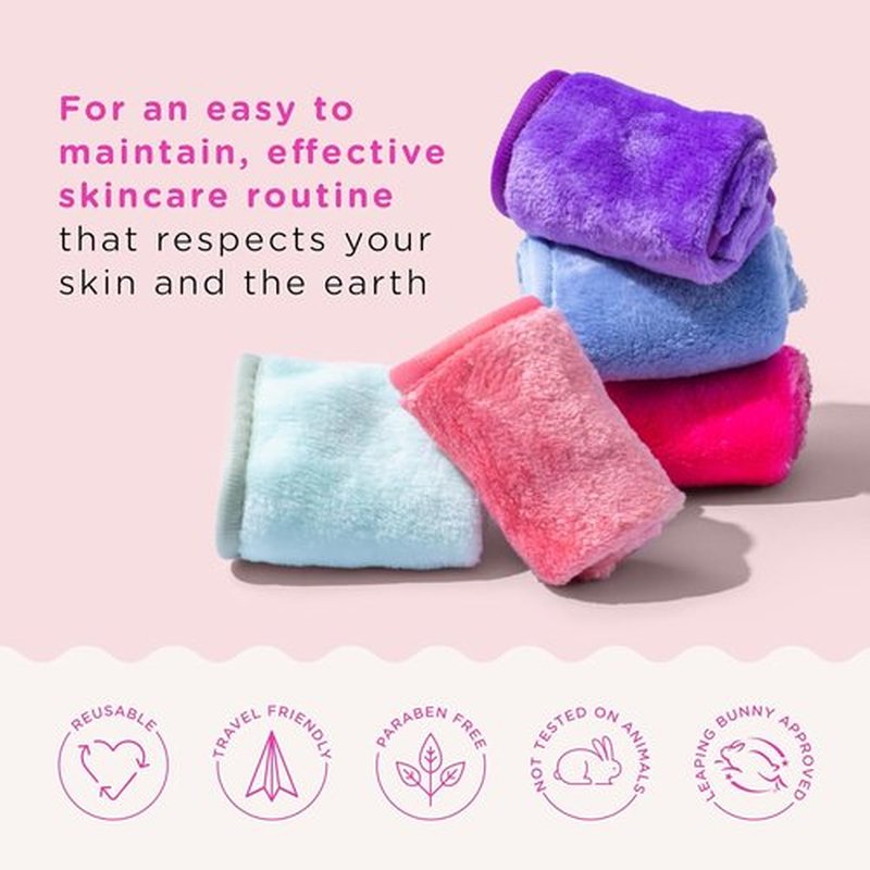 ERASE YOUR FACE Reusable Makeup Remover Cloths - Microfiber Towels for Gentle Cleansing - Multi-Color (4 Count)