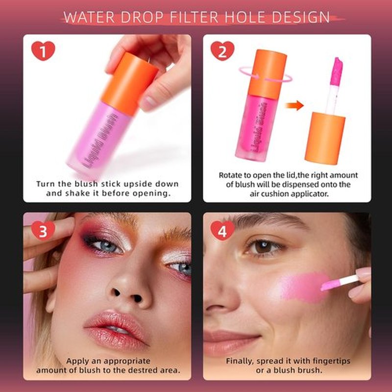 Skiennix Liquid Blush - Long-Lasting, Blendable Formula for High-Pigment Color | 03 Pink Rose, 0.2 Ounce