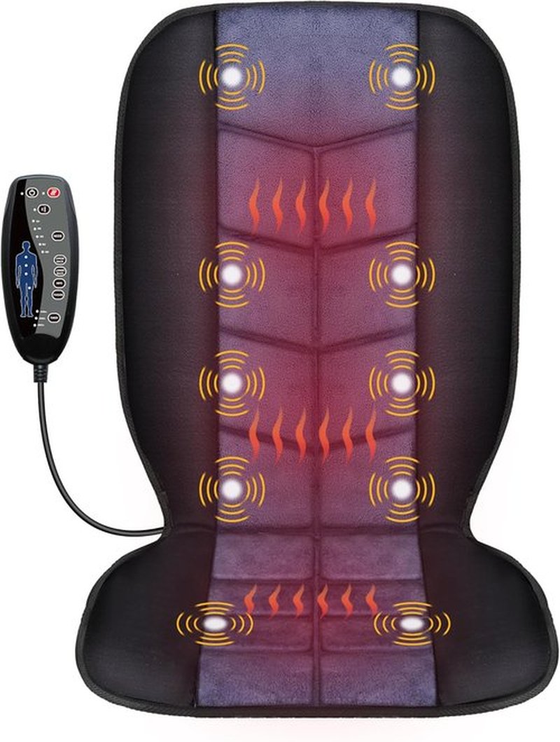 CILI Massage Chair Pad - Back Massager with Heat & 10 Vibration Motors | Ideal for Office & Home Use