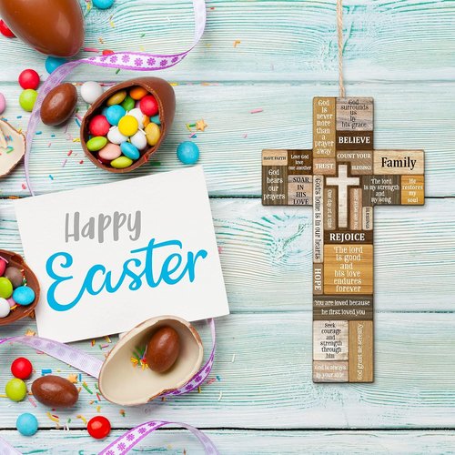 Jetec Christian Wooden Cross Wall Decor - Easter Religious Faith Sign | 10.6 x 6.1 Inch Farmhouse Decoration