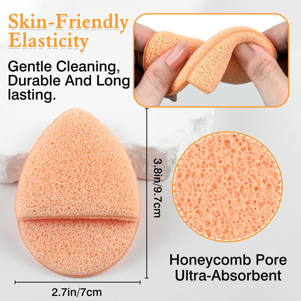 Brvlsoc Reusable Face Scrubber Sponges – 3-Pack Gentle Exfoliating Makeup Remover Pads for Face Wash & Daily Skincare (Orange, Yellow, Gray)