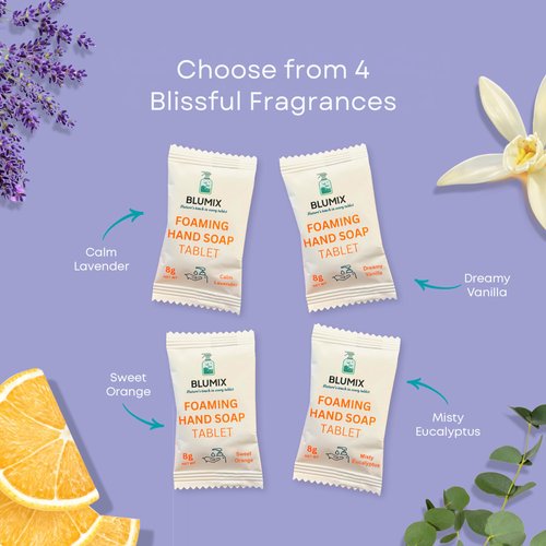 Blumix Foaming Hand Soap Tablet Refill – 6 Pack | Eucalyptus Scent | Eco-Friendly, Plant-Based, Plastic-Free, Non-Toxic, Just-Add-Water Refill Tablets for Zero Waste Hand Washing