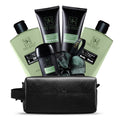 Yard House Mens Luxury Bath and Body Gift Set For Him - Skin Care Kit in Eucalyptus and Mint - Fathers Day Birthday Christmas Gifts Ideas For Men - 7Pcs Set w. Full Size Items in Leather Toiletry Bag
