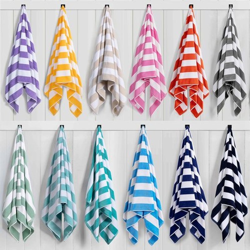 LULUHOME Large Oversized Beach Towel - Soft Striped Cotton Pool Towel 36 x 70 Inch | Purple for Adults