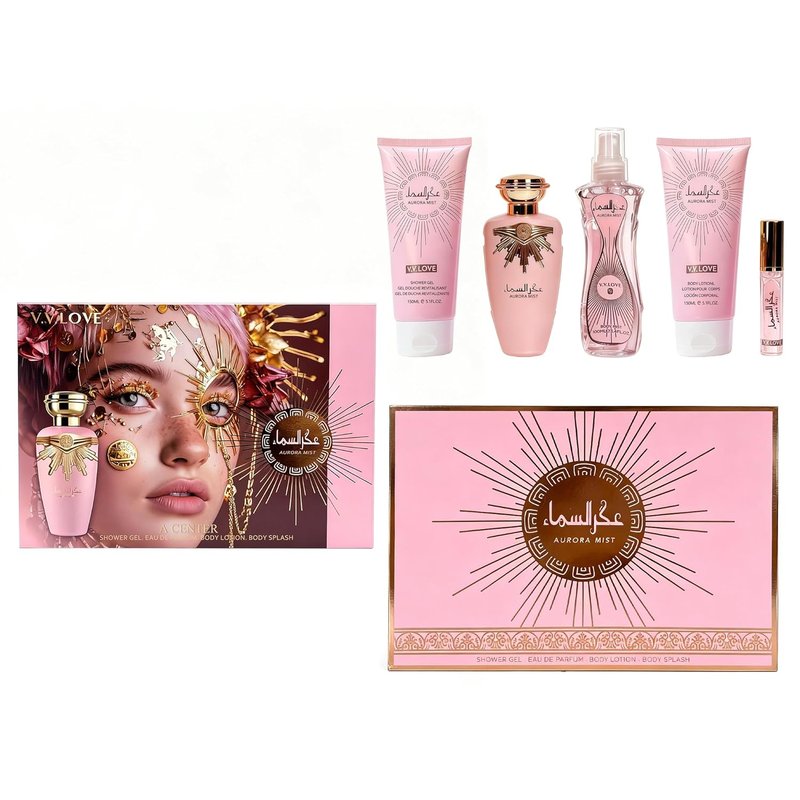 A CENTER Aurora Mist Luxury Perfume Gift Set - 5PCS Eau de Parfum Spray & Body Care Essentials