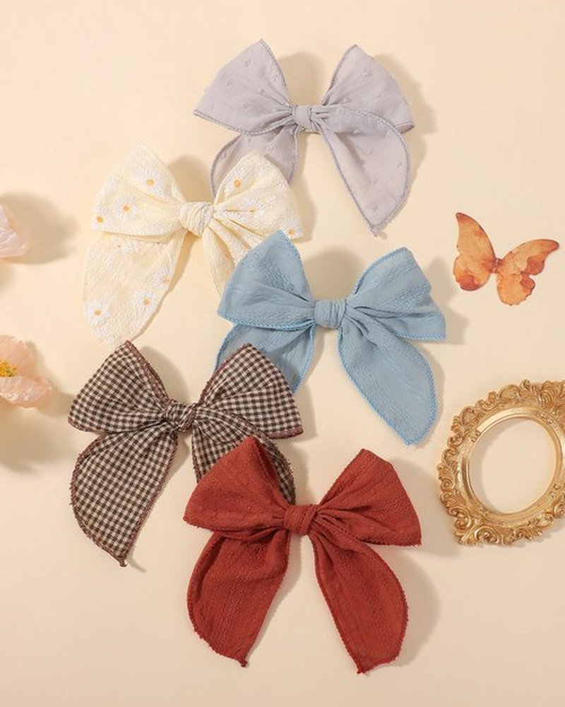 doboi 8PCS Baby Girls Hair Clips Fable Hair Bows Cotton Linen Bows for Girls Hair Accessories for Baby Toddlers Kids