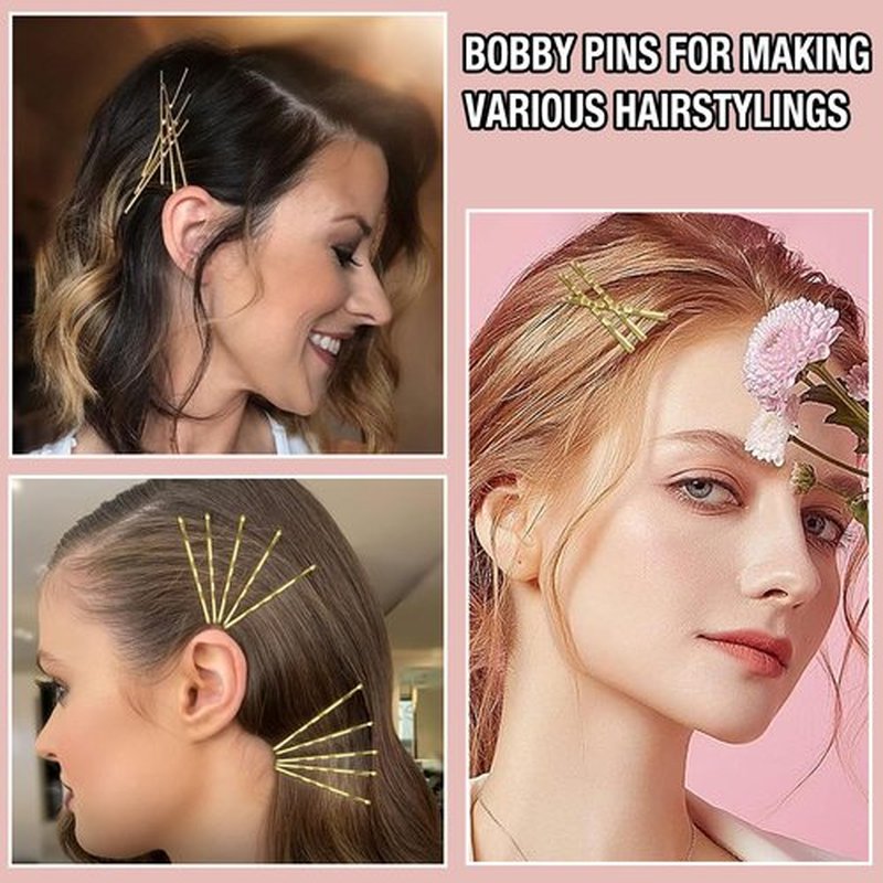 2.76'' Large Bobby Pins Blonde, AITRAI 240PCS Jumbo Hair Bobby Pins Big Gold Long Hair Pins for Women Thick Hair with Box