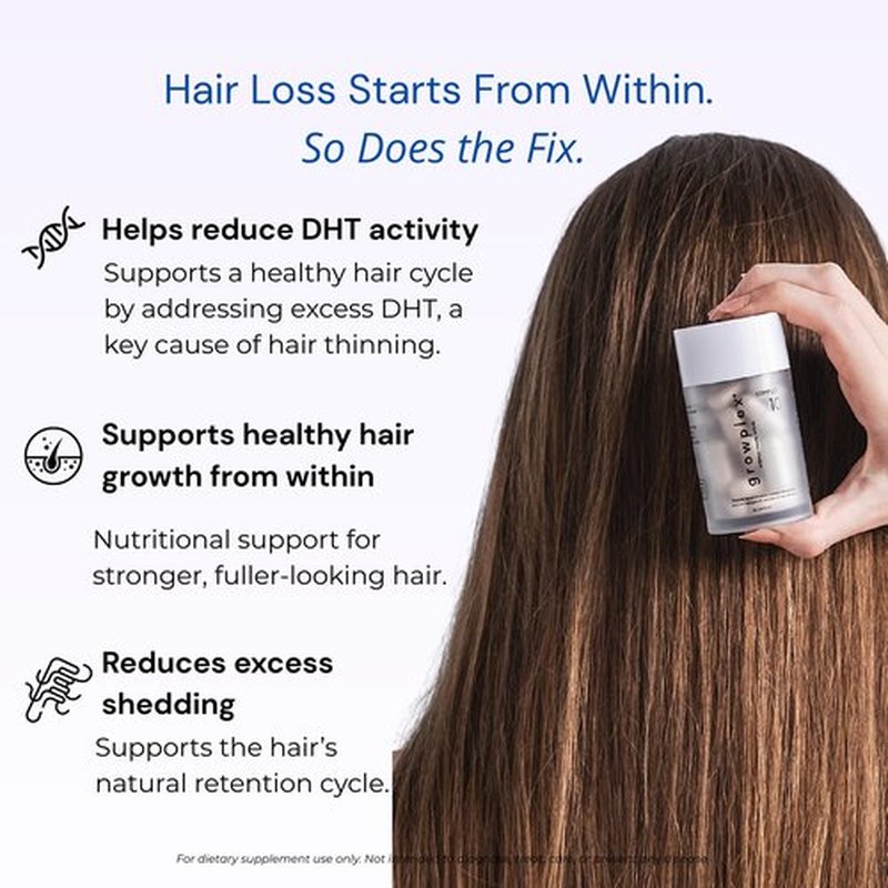 GROWPLEX Complex10 Hair Support Supplement with Biotin, Collagen & 10 Essential Nutrients – Supports Healthy, Stronger-Looking Hair – 30 Capsules for Men & Women