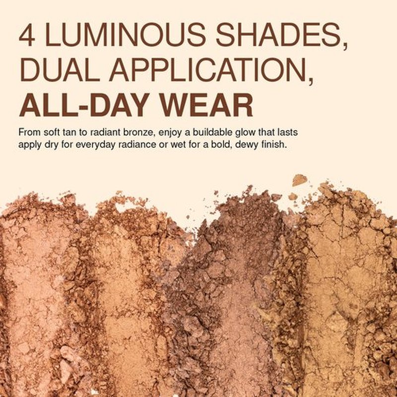 Palladio Baked Bronzer - Highly Pigmented, Easy to Blend for All-Day Shimmery Glow | Illuminating Tan Finish