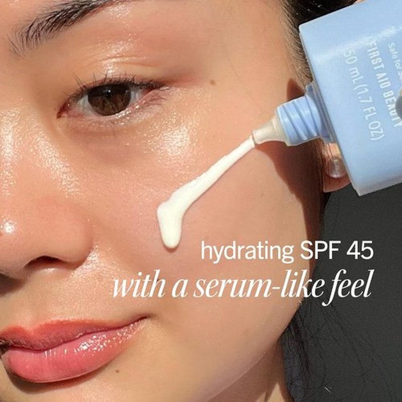 First Aid Beauty Hydrating Sunscreen Milk SPF 45 - Lightweight Serum with Colloidal Oatmeal for Sensitive Skin