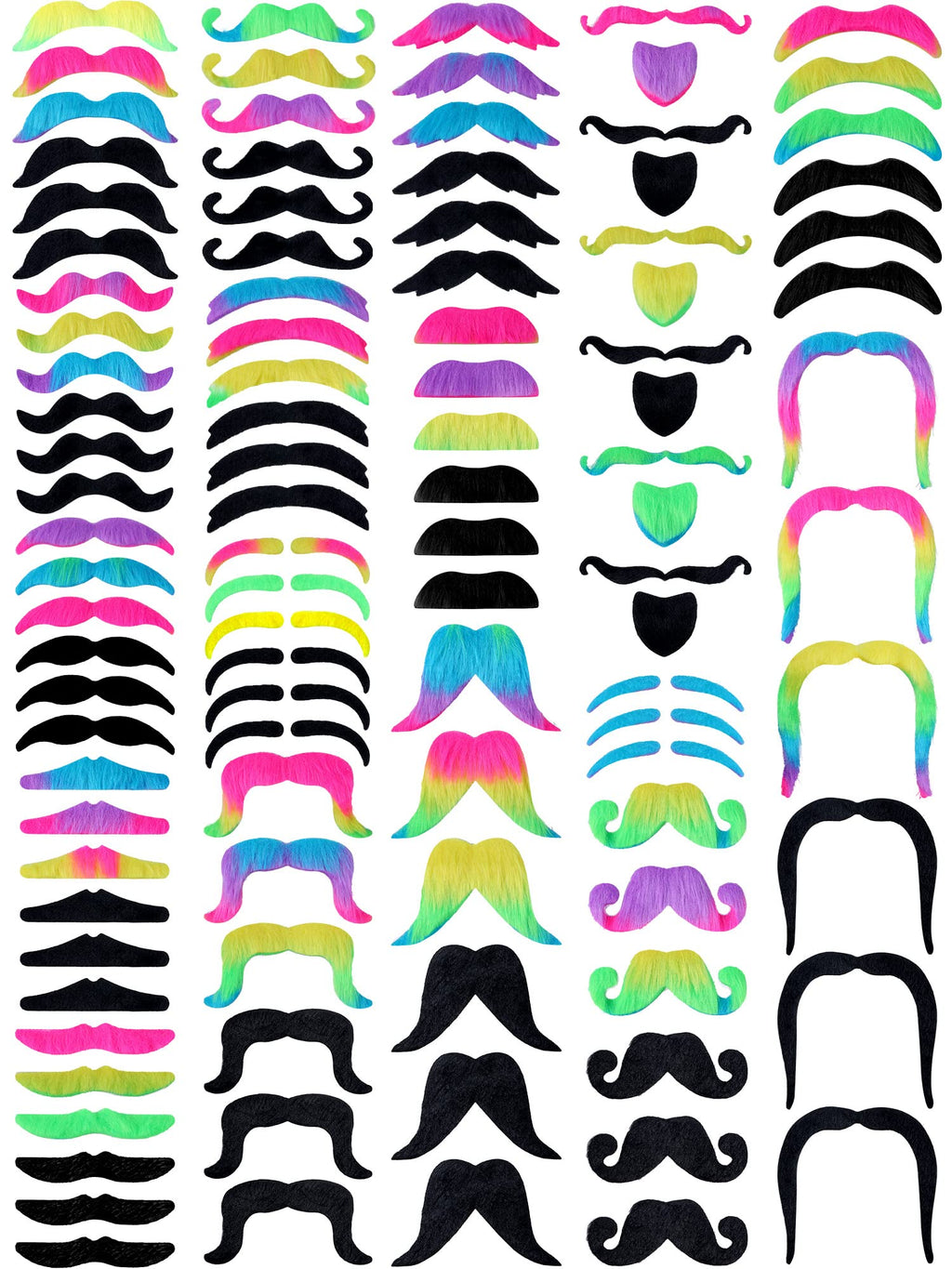 Giegxin 175 Pcs Fake Mustaches Bulk for Kids Stick on Mustache Kids Beard Self Adhesive Sticker School Classroom Costume Beard Novelty