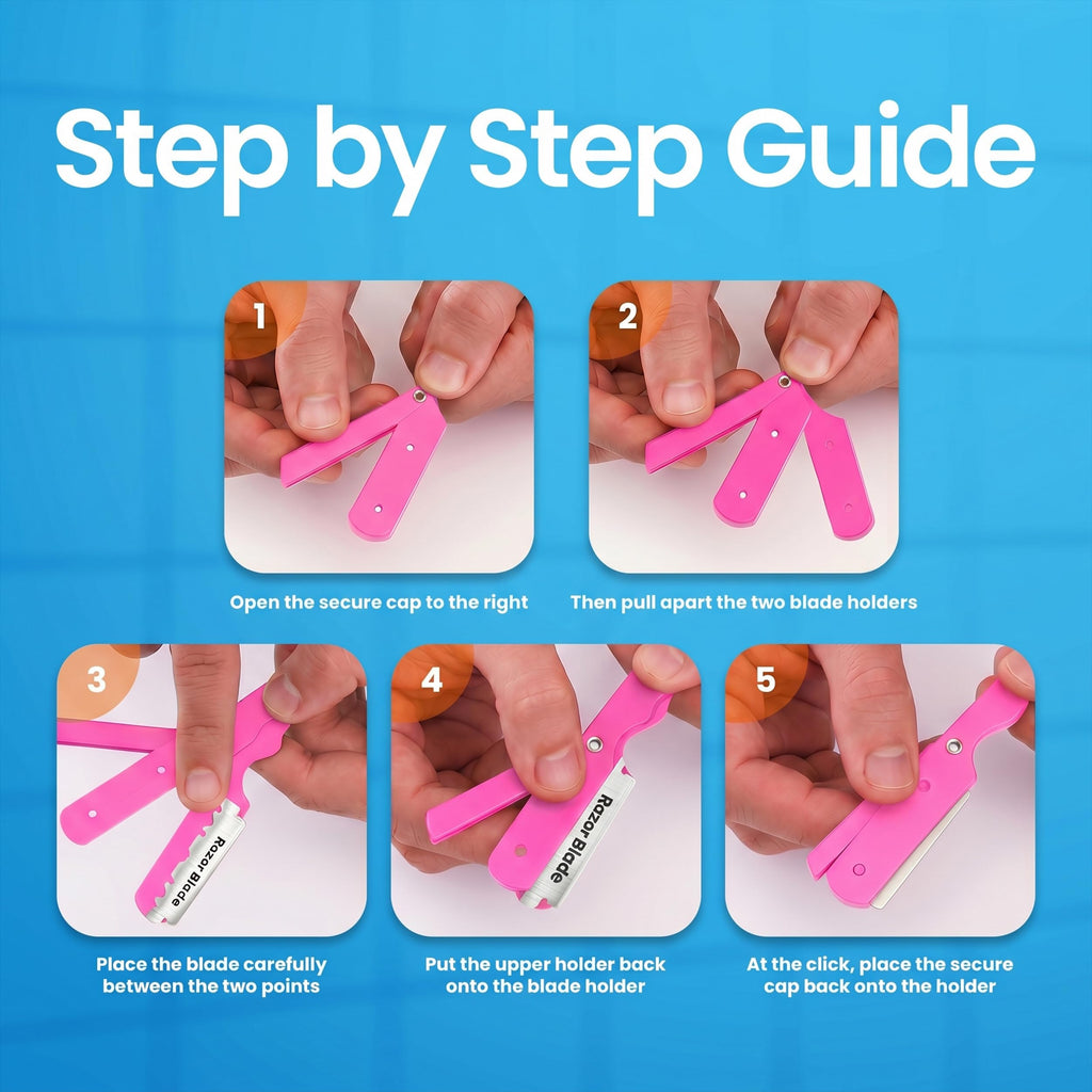 Utopia Care Professional Straight Razor for Men, Barber Straight Edge Razor Safety with 100 Pack Blades, Pink