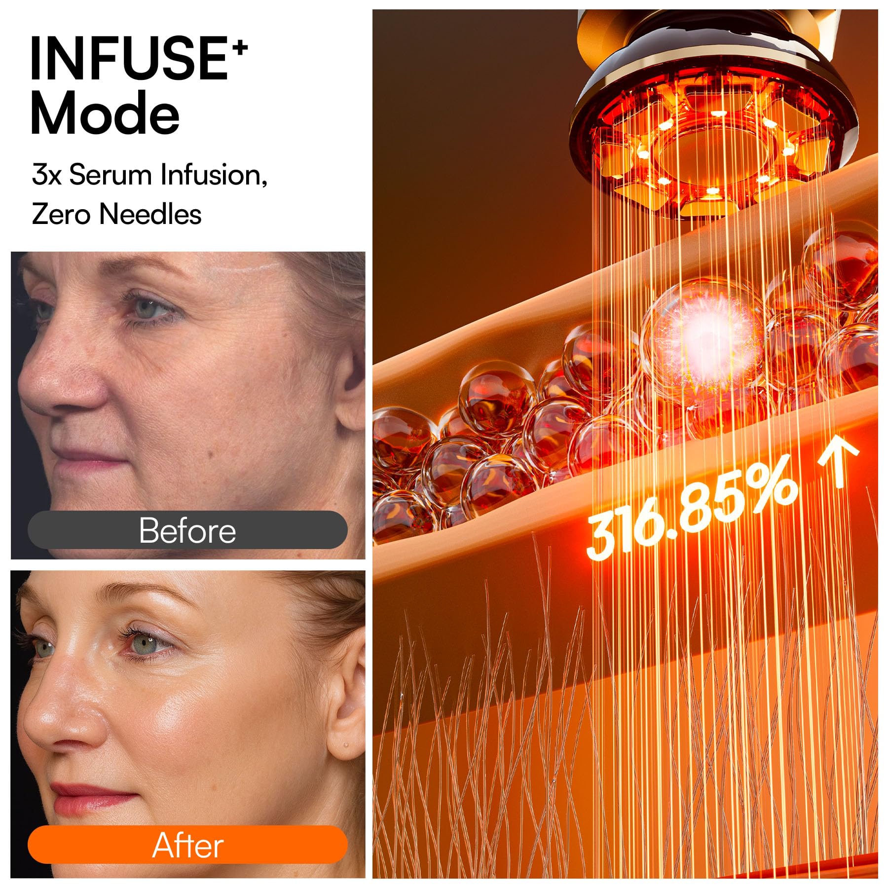INIA Flare 3-in-1 Microcurrent Facial Device Red Light Therapy for Face and Neck Massager Tool with Heat & Vibration for Skincare Puffiness, Firming, Smoothing
