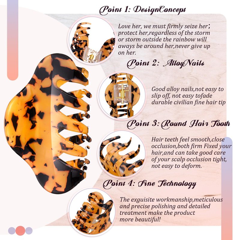 WILLBOND 6 Pieces Medium Hair Claw Clips for Thin Hair 2.6 Inch Tortoise Shell Clip Banana Jaw Hairpin French Style Barrettes Head Accessories for Women (Colorful Patterns)