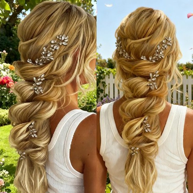 10 pcs Wedding Hair Accessories Bridal Hair Pins Silver Rhinestone with Pearls Hair Pieces for Brides Women Girls (Silver A)