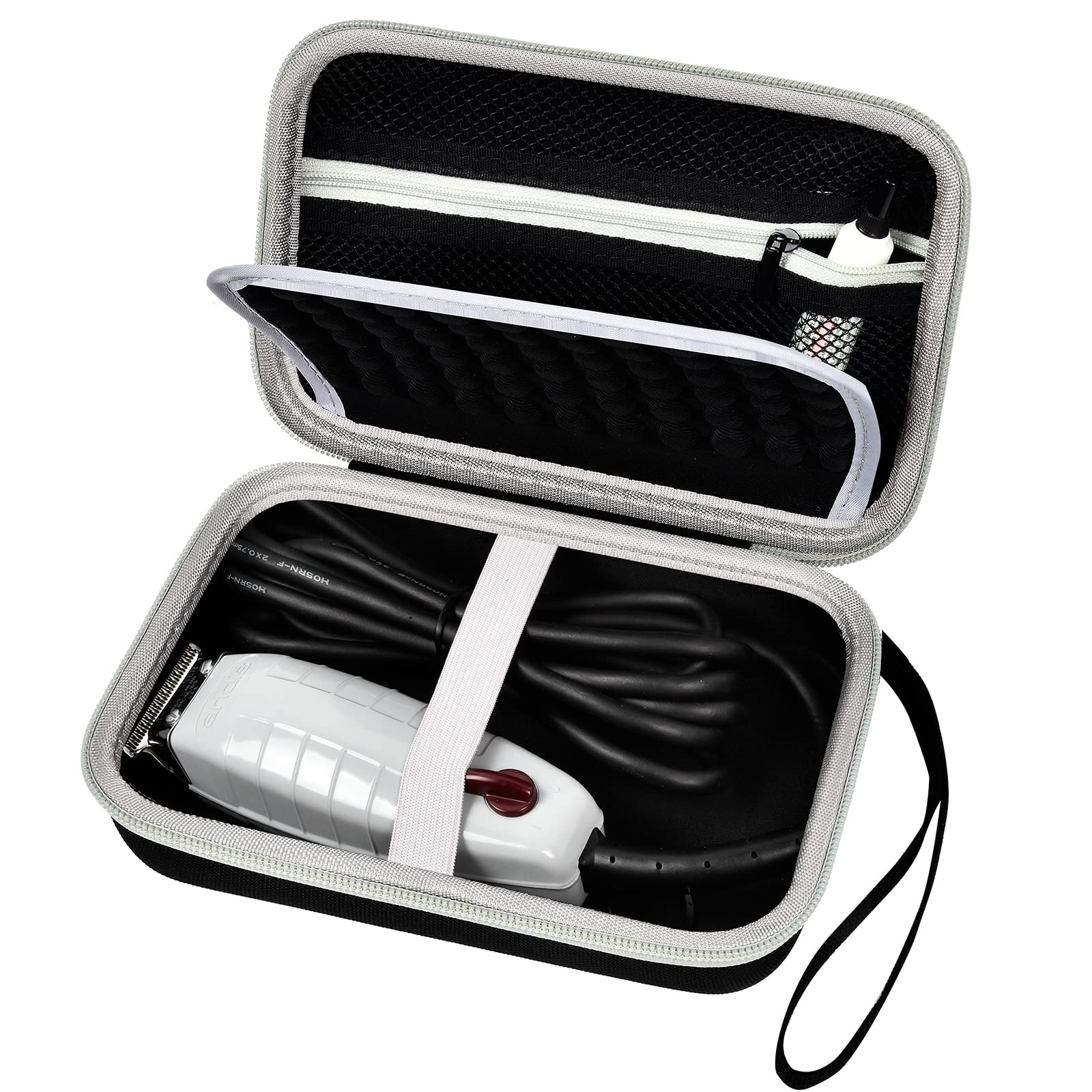 Case for Andis Professional T-Outliner Beard & Hair Trimmer, Model GTO 04780/04710/04603/04775, with Mesh Pocket for Attachment Set - Bag Only (Black+Black Inner)