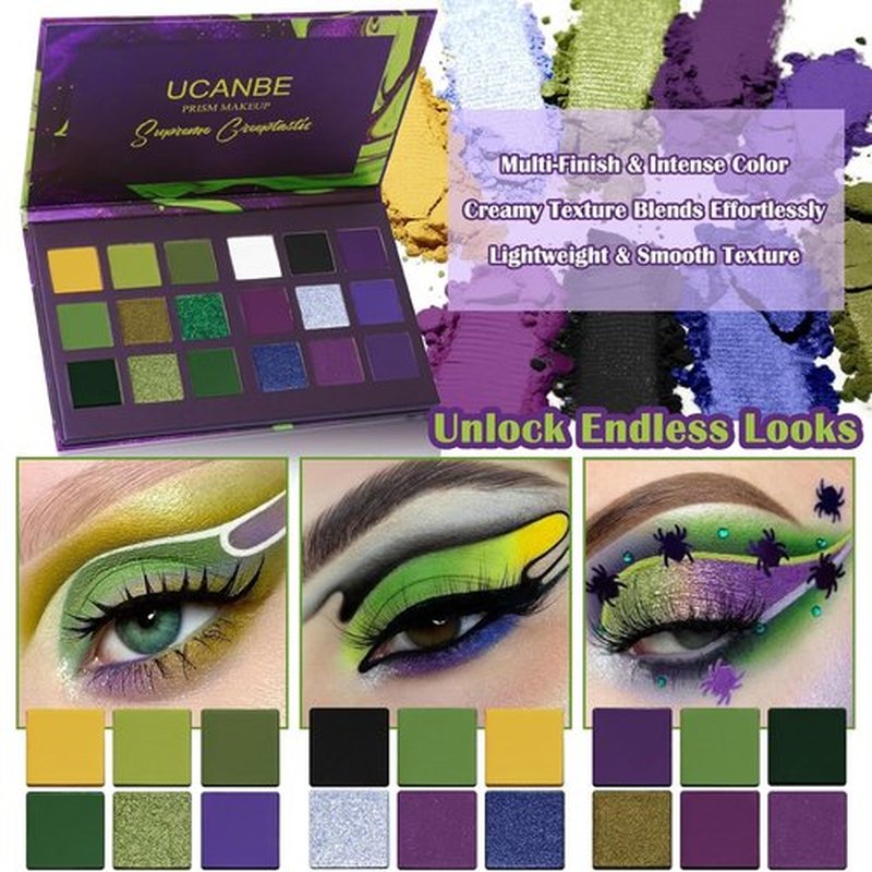 Skiennix Goth Eyeshadow Palette - 18 Vibrant Matte & Shimmer Shades for Halloween & Cosplay
