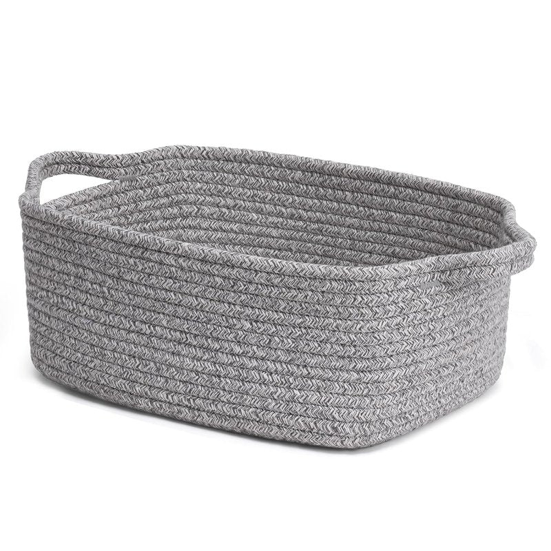 CHICVITA Decorative Gift Basket - Easter Basket for Kids | Woven Rope Storage Organizer, Grey, 13 x 9.8 x 5 Inches