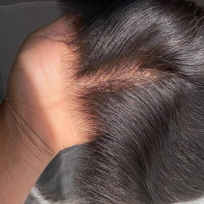 VINOVILLO 13x4 Skinlike Real HD Lace Frontal Only Straight Ultra Thin Invisible Lace Virgin Human Hair Front Pre Plucked Natural Hairline Sew In Frontal Closure Piece 14 Inch Natural Black