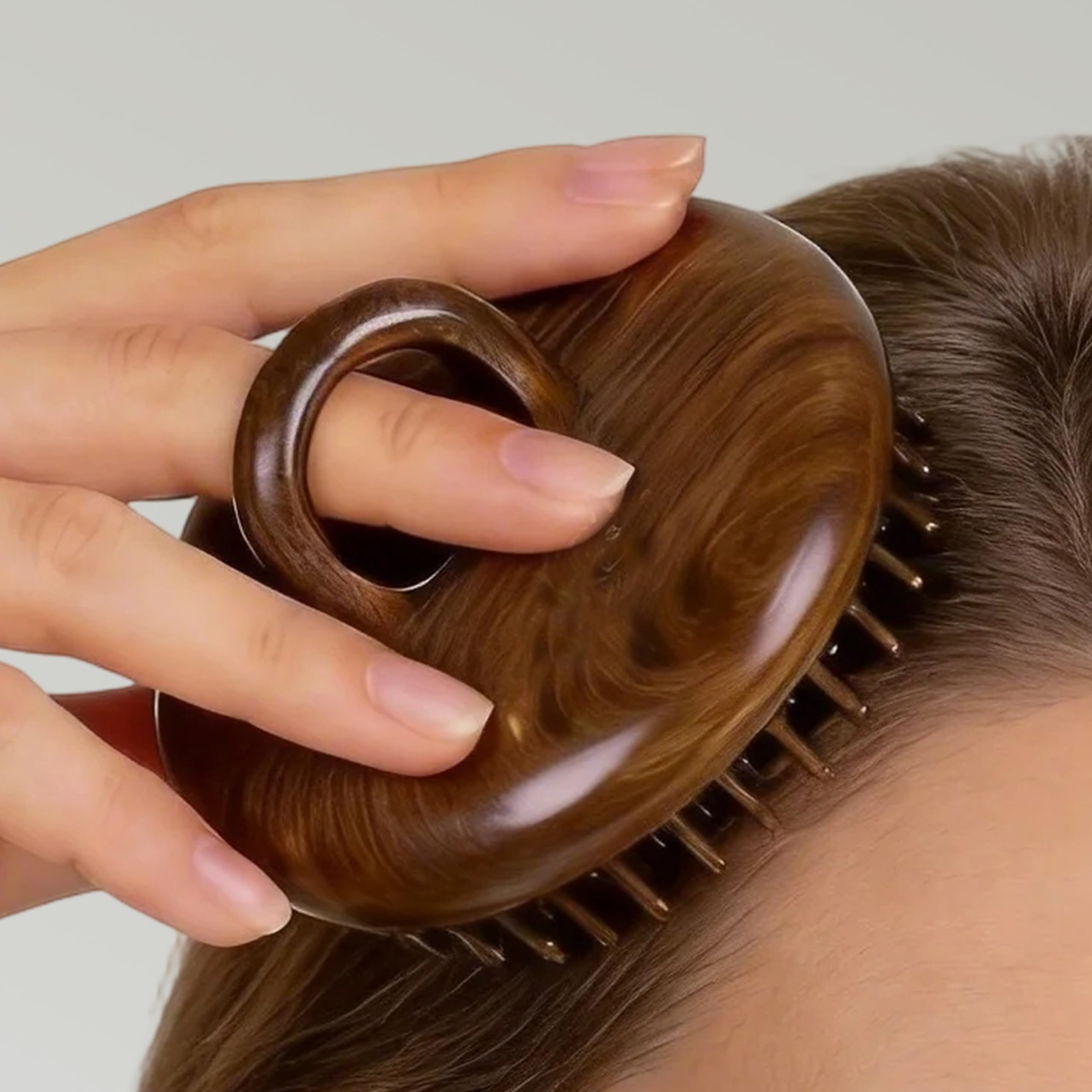TAN MUJIANG Handmade Wooden Comb, Ring Design, Scalp Massaging, Nourishing Hair Care 3.35 × 1.69 inches