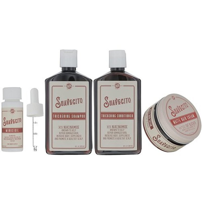 Suavecito Hair Loss Treatment Kit - Regrow Thinning Hair with Minoxidil 5%, Shampoo & Conditioner, Matte Cream