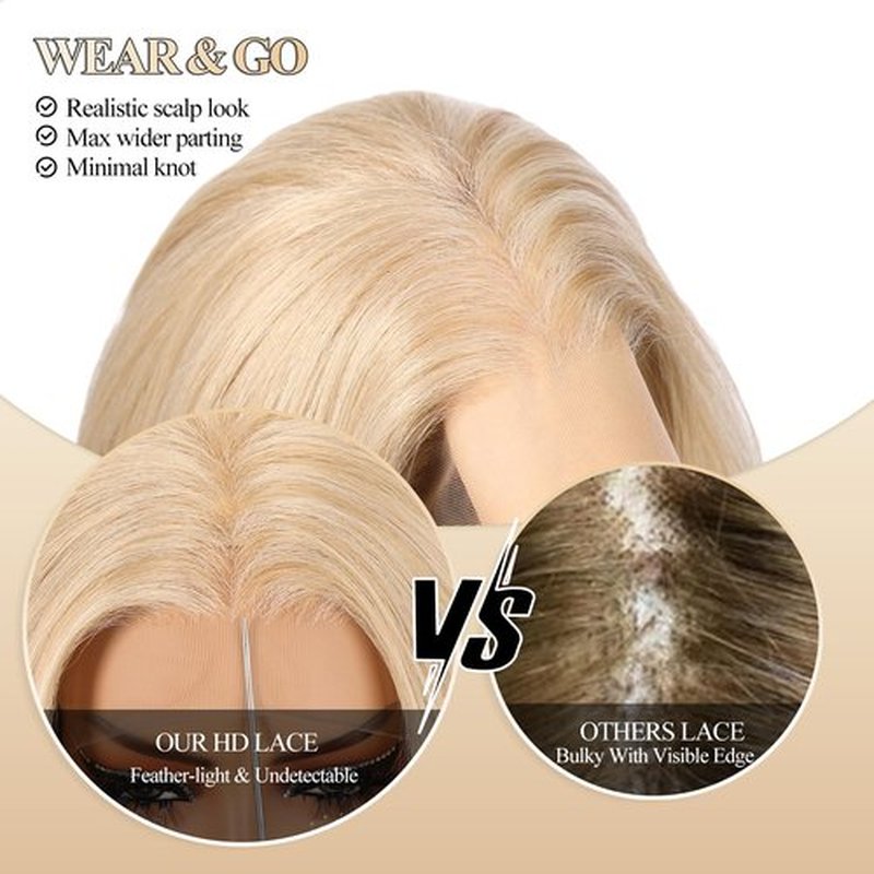 BLONDE UNICORN Blonde Wig 13x6 HD Lace Front Wig Long Straight Layered Synthetic Lace Front Wig Pre Plucked Glueless Wig for Women Daily Party Use 22IN